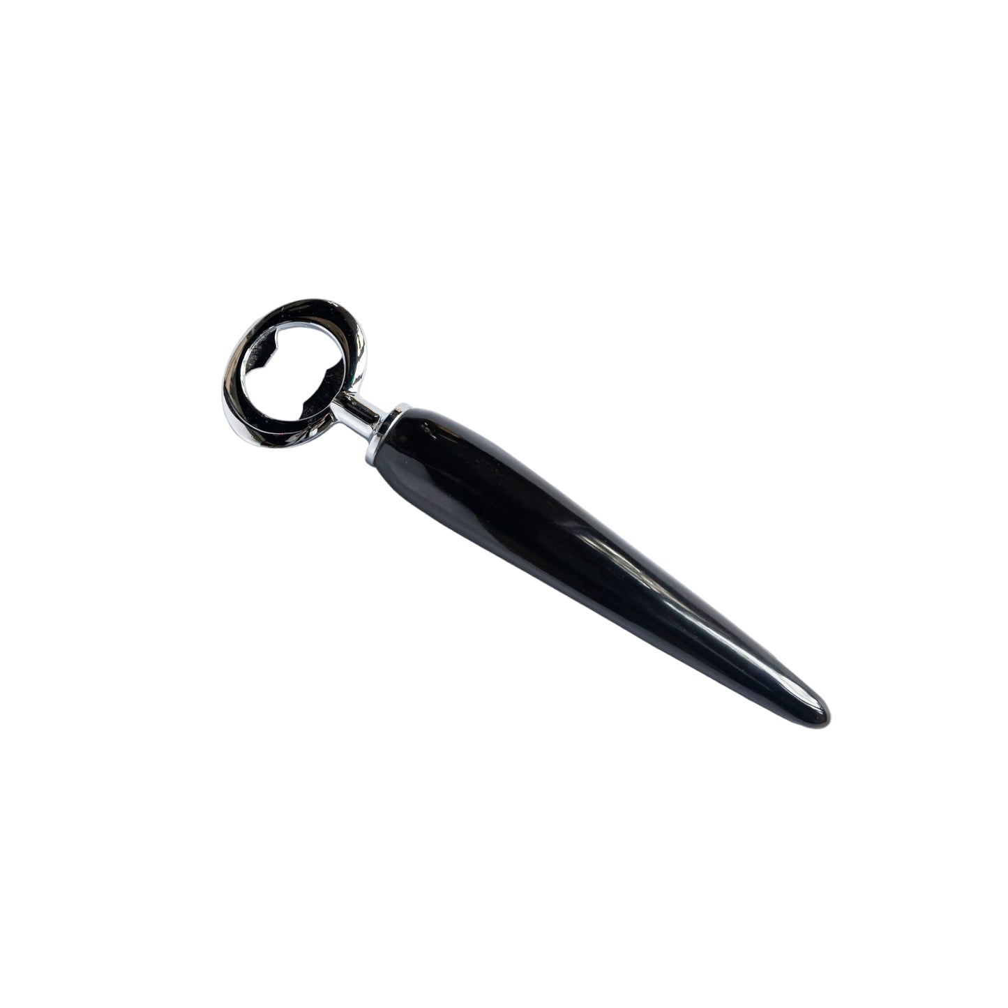Black bottle opener on a white background