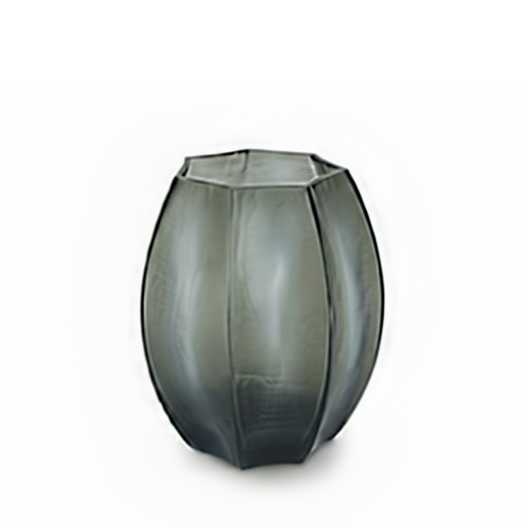 Smoky gray glass vase on a white background