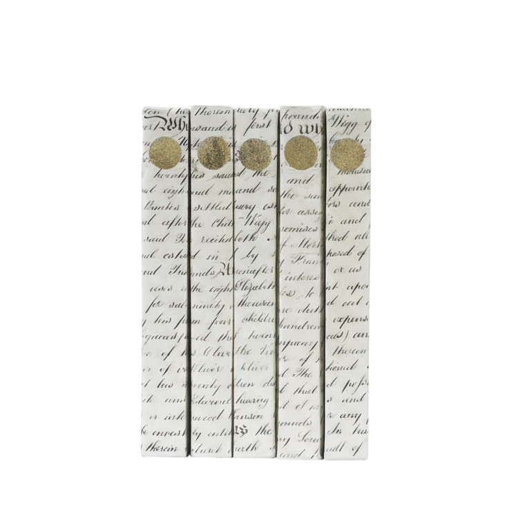 Set of four books with decorative covers on a white background