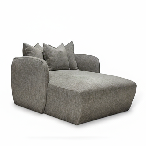 Gray sofa with cushions on a white background