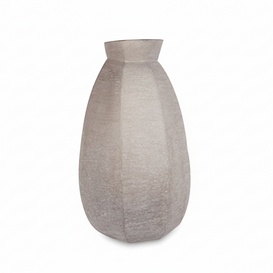 Textured gray vase on a white background