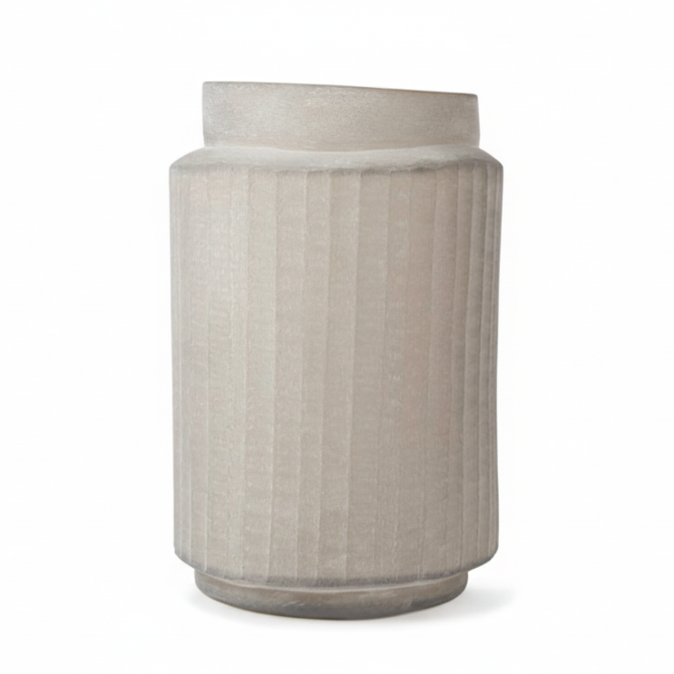 Textured cylindrical vase on a white background