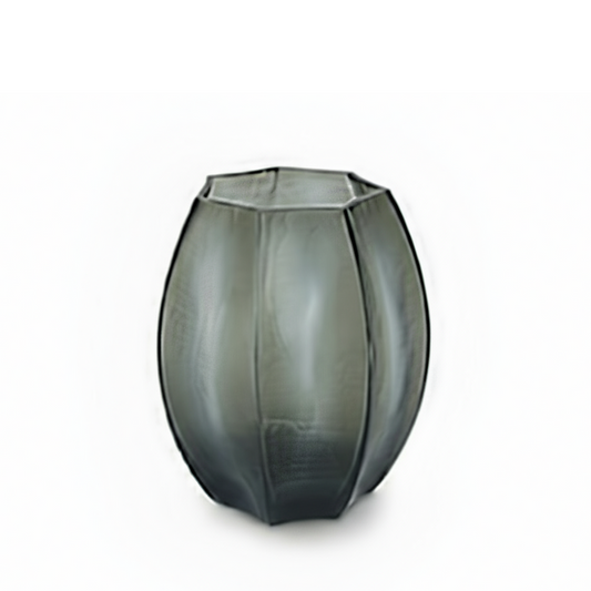 Smoky gray glass vase on a white background